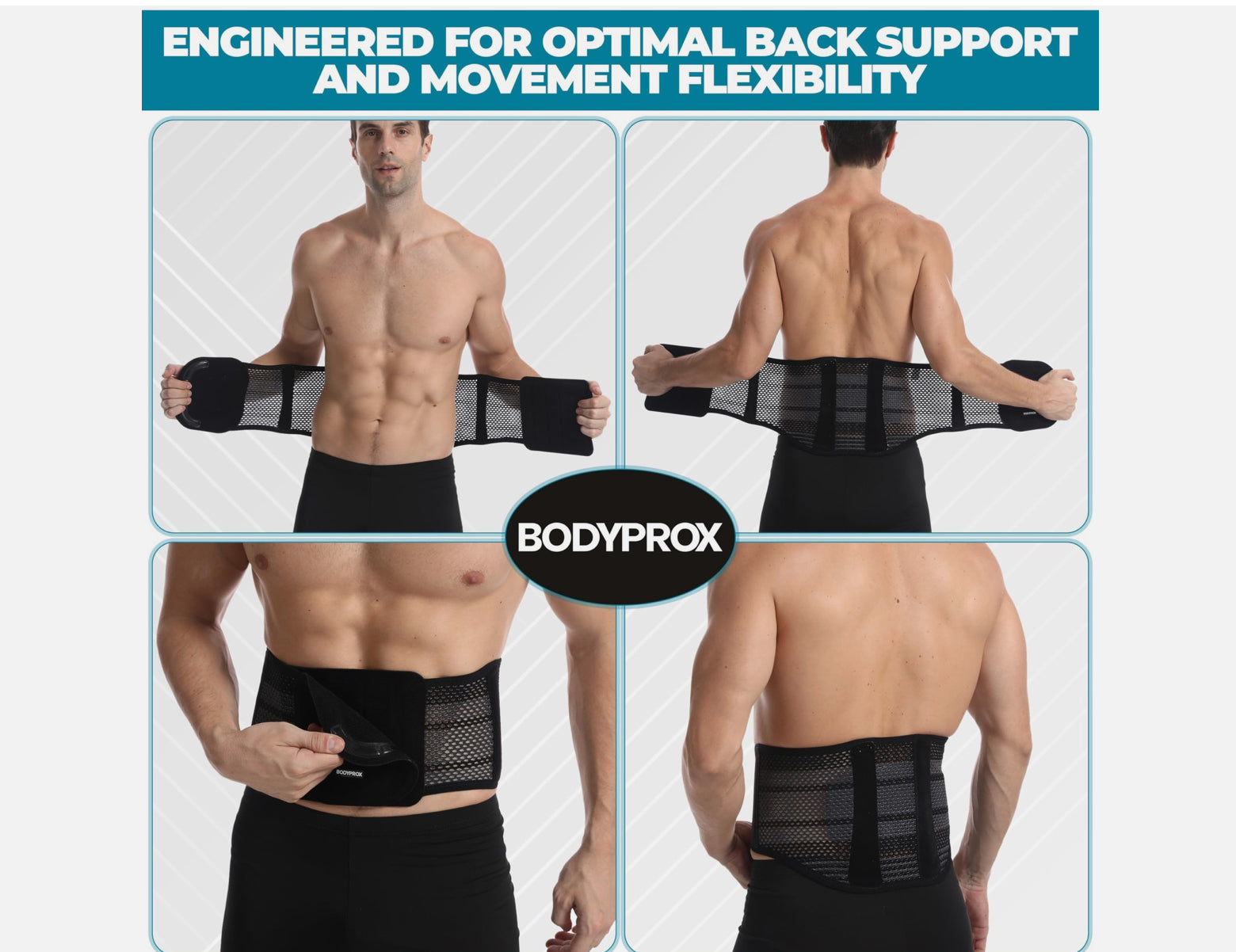 Bodyprox Breathable Back Brace Back Support Brace for Men and Women. (X-Large)