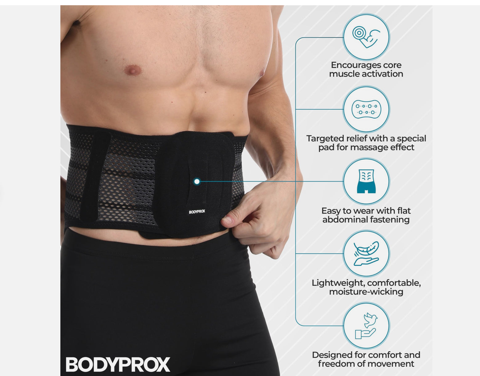 Bodyprox Breathable Back Brace Back Support Brace for Men and Women. (X-Large)