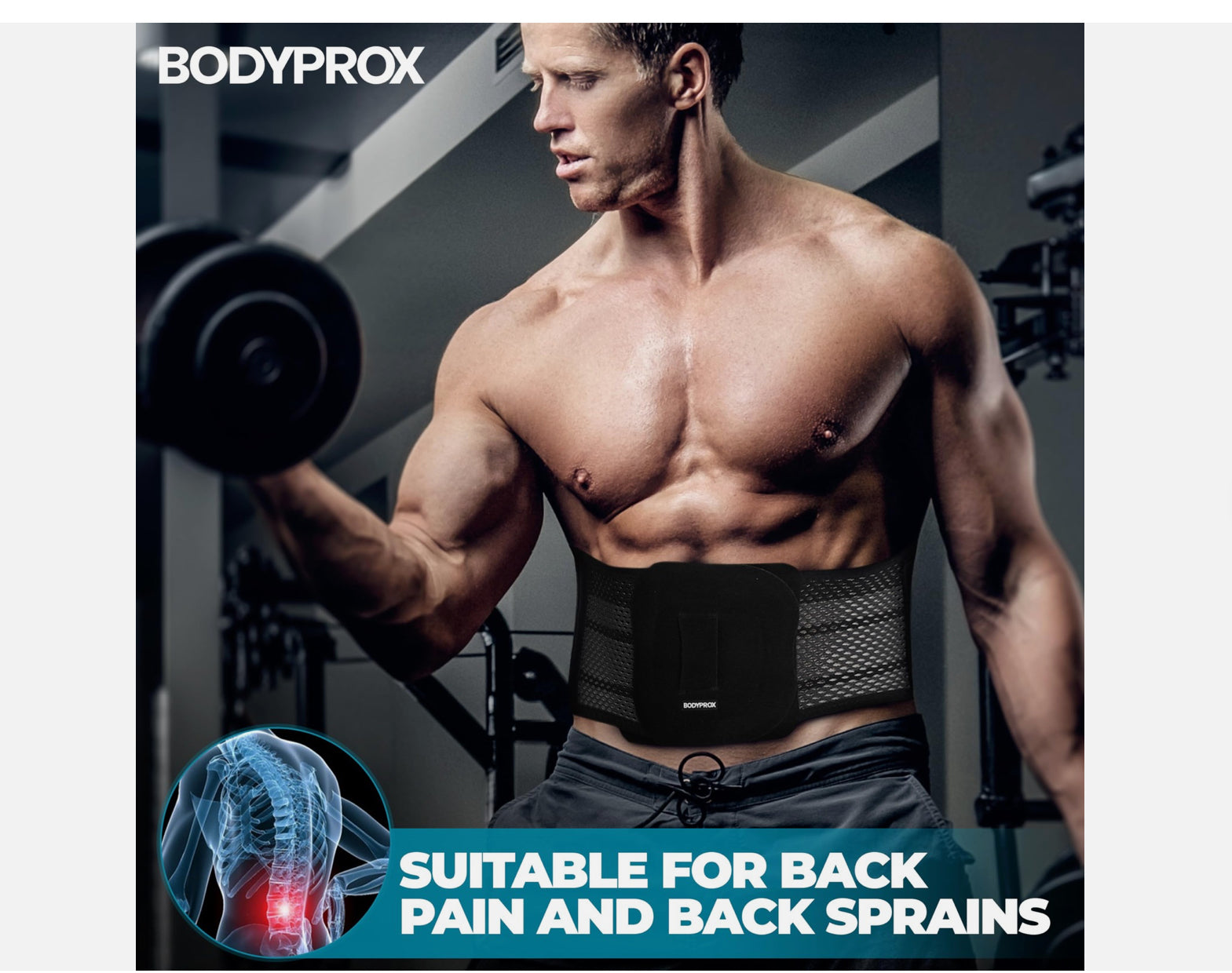 Bodyprox Breathable Back Brace Back Support Brace for Men and Women. (X-Large)